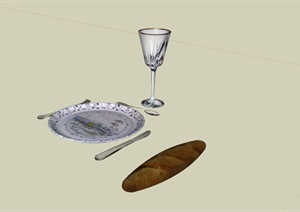 现代餐具组合设计SU(草图大师)模型