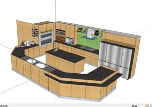 现代简约整体厨柜设计SU(草图大师)模型