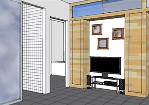 某现代风格简单的单身住宅空间设计SU(草图大师)模型