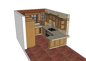 某住宅现代风格室内厨房设计SU(草图大师)模型
