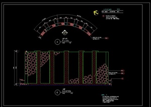 现代风格弧形景墙设计cad施工图