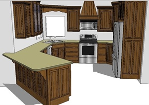 新古典风格厨房橱柜设计SU(草图大师)模型