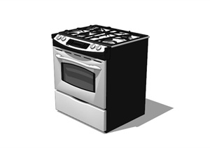 现代厨房电器燃气灶烤箱SU(草图大师)模型