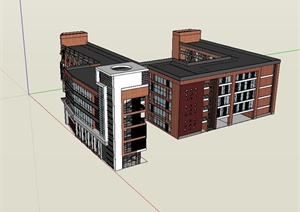 现代风格教学楼建筑设计SU(草图大师)模型