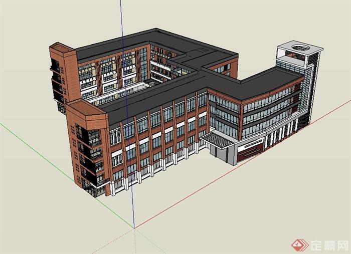现代风格教学楼建筑设计su模型(2)