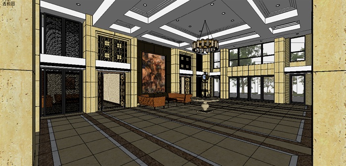 欧式酒店空间设计SU模型
