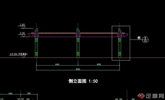 常见木廊架设计CAD施工图(2)