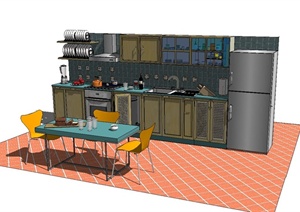 某现代风格室内厨房精致家具设计SU(草图大师)模型