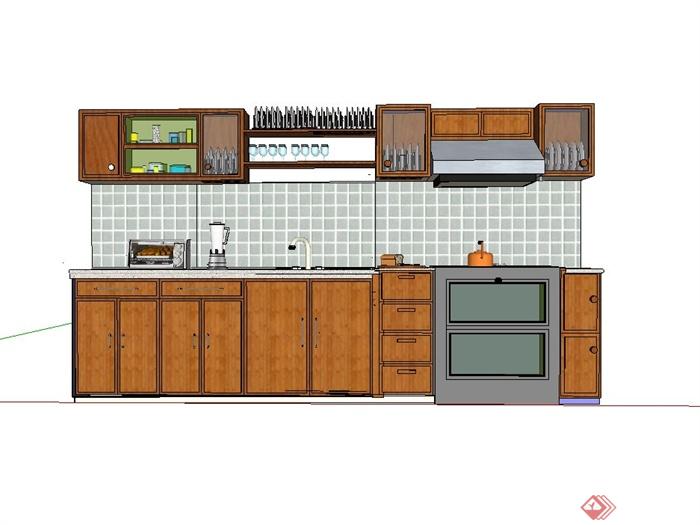 某现代简约风格厨房餐柜以及厨房用具设计su模型(3)