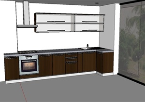 现代简单的厨房空间设计SU(草图大师)模型