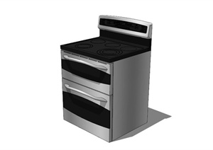 厨房电器烤箱电磁炉组合设计SU(草图大师)模型