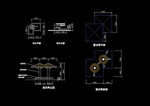 某现代风格蘑菇景观亭设计cad施工图