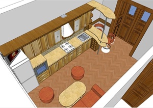 欧式整体厨柜设计SU(草图大师)模型