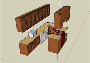 现代风格厨房空间局部设计SU(草图大师)模型