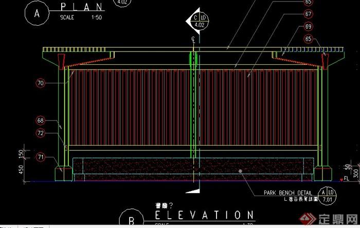 简约木廊架设计CAD施工图素材(2)