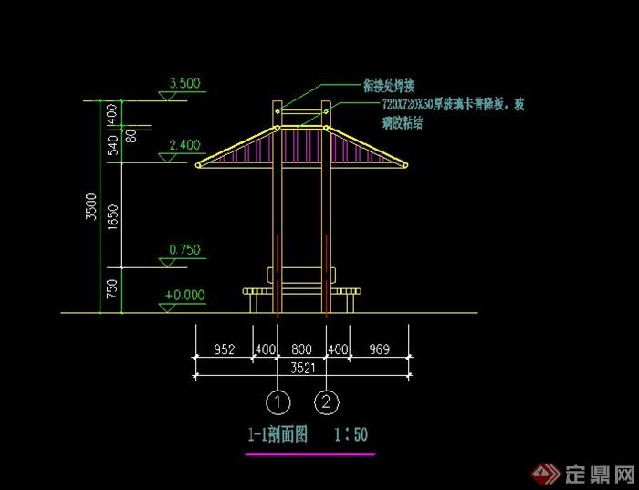 景观木凉亭设计CAD施工图(2)