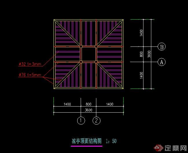 景观木凉亭设计CAD施工图(1)