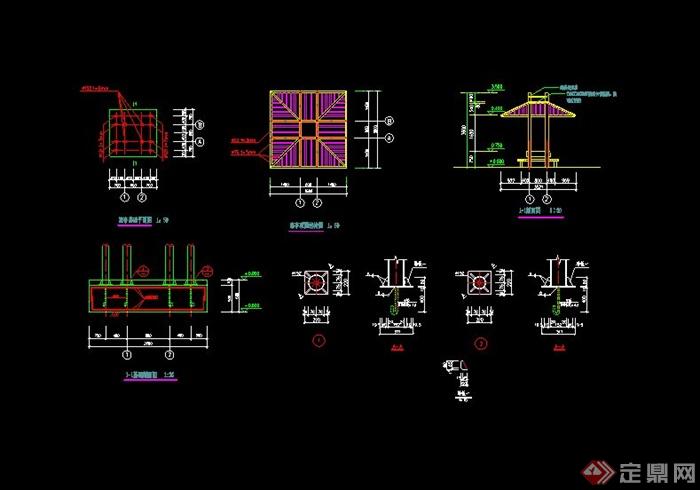 景观木凉亭设计CAD施工图(3)