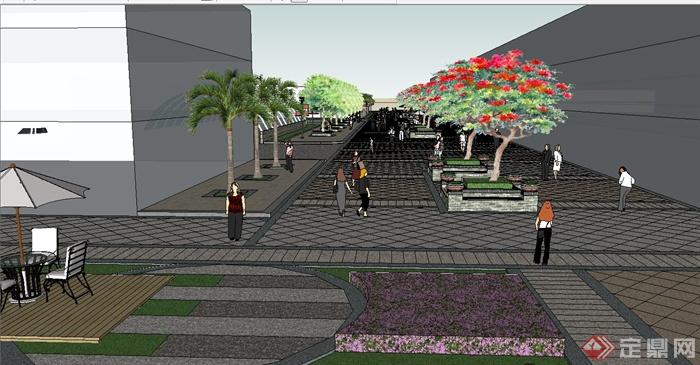 某现代风格商业步行街景观规划设计su模型(3)