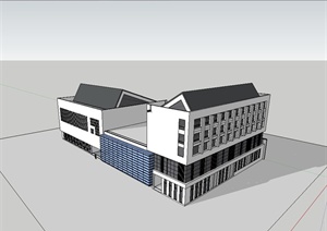 现代中式风格校园建筑教育楼设计SU(草图大师)模型