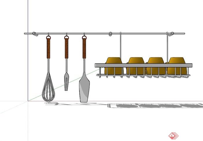 现代厨房置物架设计SU模型(3)