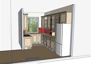 某现代风格室内住宅空间厨房设计SU(草图大师)模型