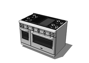 精致详细厨房烤箱电器设计SU(草图大师)模型