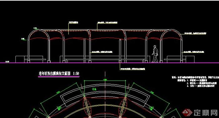 现代张拉膜廊架设计CAD方案(2)