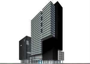 高层办公大楼建筑设计SU(草图大师)模型
