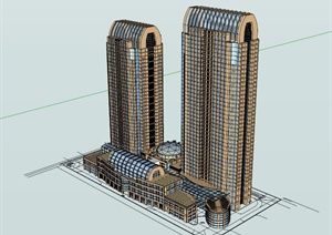 欧式大气高层办公建筑设计SU(草图大师)模型