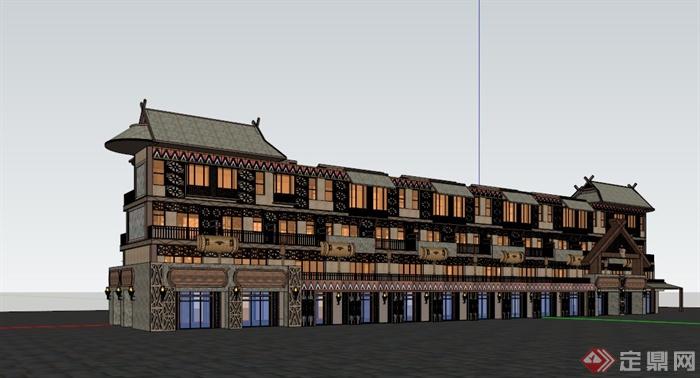 佤族商业建筑设计SU模型(6)