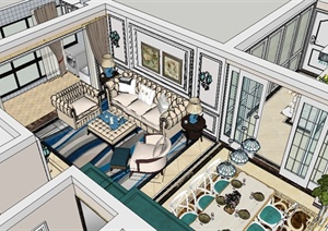 某美式室内住宅空间设计SU(草图大师)模型