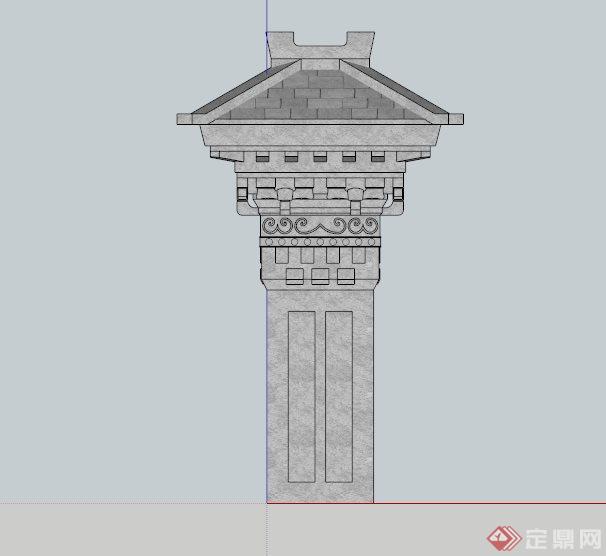 景观小品——汉代石阙Su精细设计模型(3)