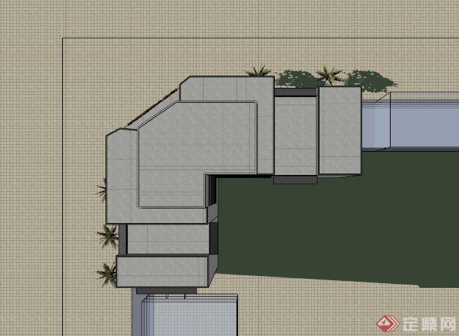 一个新中式社区医院建筑Su模型(2)