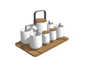 现代宜家风格茶具组合设计SU(草图大师)模型