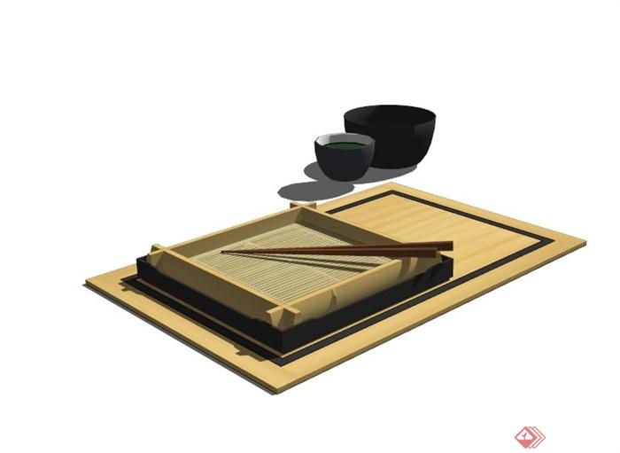 日式禅意餐盘组合设计SU模型(1)