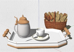 现代精致食物餐盘组合设计SU(草图大师)模型
