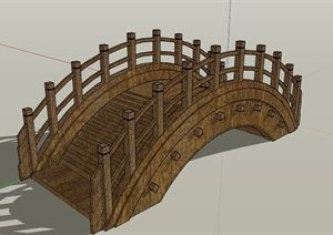 现代中式木拱桥设计SU(草图大师)模型