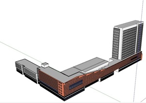 现代多层汽车站建筑设计SU(草图大师)模型