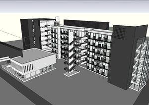六层研究院办公大楼建筑SU(草图大师)模型