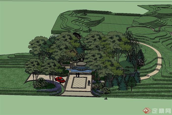 某公园入口景观详细规划设计su模型(7)