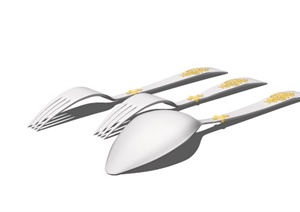 现代精致叉勺餐具组合设计SU(草图大师)模型