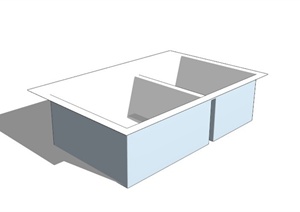 现代两格洗碗池设计SU(草图大师)模型
