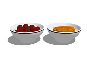 现代水果白瓷碗组合设计SU(草图大师)模型