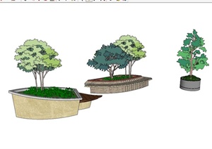 三种不同造型的树池设计SU(草图大师)模型