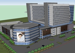 现代医院建筑群设计SU(草图大师)模型