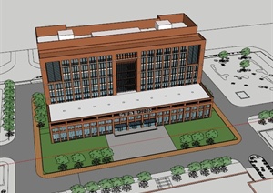 现代多层医院综合楼建筑SU(草图大师)模型