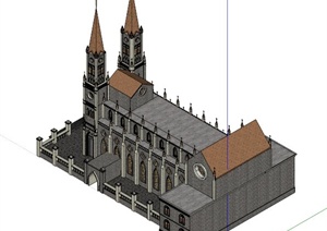 天主教堂建筑设计SU(草图大师)模型