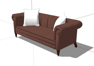 某客厅长形沙发设计SU(草图大师)模型