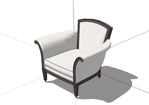 某欧式风格单人沙发椅设计SU(草图大师)模型